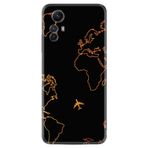 Kılıfland Xiaomi Redmi Note 12S ile Uyumlu Silikon Kılıf, Harita ve Uçak Desen, Siyah