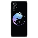 Kılıfland Xiaomi Redmi Note 12S ile Uyumlu Silikon Kılıf, Love Cats Deseni, Siyah