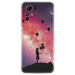 Kılıfland Xiaomi Redmi Note 12S ile Uyumlu Silikon Kılıf, Resimli Desenli Baskılı, Pembe-Mor Gradient, Balon Kız Motifi
