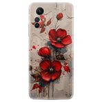 Kılıfland Xiaomi Redmi Note 12S Kılıf, Boutique Baskılı, Kırmızı Çiçek Desenli