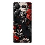 Kılıfland Xiaomi Redmi Note 13 Pro 4G Kılıf, Boutique Baskılı, Çiçek Desenli, Siyah