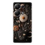 Kılıfland Xiaomi Redmi Note 13 Pro 5G Kılıf, Boutique Baskılı, Kahve Çiçek Desen, Siyah