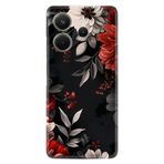 Kılıfland Xiaomi Redmi Note 14 5G ile Uyumlu Kılıf, Boutique Baskılı, Çiçek Desenli, Siyah
