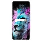 Kılıfland Xiaomi Redmi Note 9 ile Uyumlu Kılıf, Kartvizitli Kartlıklı, Desenli Silikon, Pink Blue Leon, Siyah