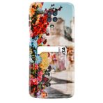 Kılıfland Xiaomi Redmi Note 9 Pro ile Uyumlu Kılıf, Kartvizitli, Silikon, Gerçek Çiçek Deseni, Siyah