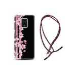 kilifland Xiaomi Redmi Note 9 Pro ile Uyumlu Kılıf Rasta Ipli Boyun Askılı Desenli Silikon Pink Flowers 3 1393