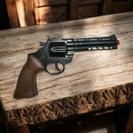 KILIFLI REVOLVER METAL KAPSÜL TABANCASI 8Lİ KAPSÜL KOVBOY TABANCASI OYUNCAK TABANCA KAHVERENGİ SİYAH