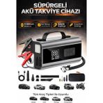 Kılıforyum Akü Takviye + Süpürge + Kompresör + Powerbank 12000MAH Çok Fonksiyonlu Araç Cihazı - Süpürgeli AküNew