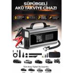 Kılıforyum Akü Takviye + Süpürgeli + Kompresör + Powerbank 12000MAH Çok Fonksiyonlu Araç Cihazı - Süpürgeli Akü Takviye