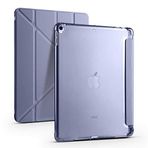 Kilifplus Apple iPad 10.2 (8.Nesil) ile Uyumlu Kılıf Tri Folding Silikon Kalem Bölmeli Katlanabilir Standlı PU Deri Yumuşak Kapak, Tablet Kılıfı [Kalem Alanı, Akıllı Kapak, Uyku Modlu] - Mor