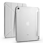 Kilifplus Apple iPad 11.Nesil 2025 (A16) ile Uyumlu Kılıf Tri Folding Silikon Kalem Bölmeli Katlanabilir Standlı PU Deri Yumuşak Kapak, Tablet Kılıfı [Akıllı Kapak, Uyku Modlu], Gri