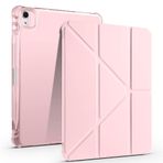 Kilifplus Apple iPad Air 11 2024 ile Uyumlu Kılıf Tri Folding Silikon Kalem Bölmeli Katlanabilir Standlı PU Deri Yumuşak Kapak, Tablet Kılıfı [Kalem Alanı, Akıllı Kapak, Uyku Modlu] - Rose Gold