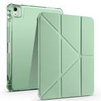 Kilifplus Apple iPad Air 11 2024 ile Uyumlu Kılıf Tri Folding Silikon Kalem Bölmeli Katlanabilir Standlı PU Deri Yumuşak Kapak, Tablet Kılıfı [Kalem Alanı, Akıllı Kapak, Uyku Modlu] - Yeşil