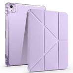 Kilifplus Apple iPad Air 11 2025 ile Uyumlu Kılıf Tri Folding Silikon Kalem Bölmeli Katlanabilir Standlı PU Deri Yumuşak Kapak, Tablet Kılıfı [Kalem Alanı, Akıllı Kapak, Uyku Modlu] - Lila