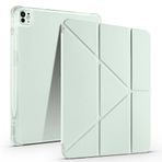 Kilifplus Apple iPad Air 13 2024 ile Uyumlu Kılıf Tri Folding Silikon Kalem Bölmeli Katlanabilir Standlı PU Deri Yumuşak Kapak, Tablet Kılıfı [Kalem Alanı, Akıllı Kapak, Uyku Modlu] - Açık Yeşil