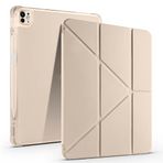 Kilifplus Apple iPad Air 13 2024 ile Uyumlu Kılıf Tri Folding Silikon Kalem Bölmeli Katlanabilir Standlı PU Deri Yumuşak Kapak, Tablet Kılıfı [Kalem Alanı, Akıllı Kapak, Uyku Modlu] - Gold