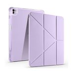 Kilifplus Apple iPad Air 13 2024 ile Uyumlu Kılıf Tri Folding Silikon Kalem Bölmeli Katlanabilir Standlı PU Deri Yumuşak Kapak, Tablet Kılıfı [Kalem Alanı, Akıllı Kapak, Uyku Modlu] - Lila