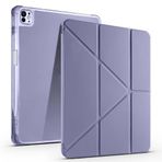 Kilifplus Apple iPad Air 13 2024 ile Uyumlu Kılıf Tri Folding Silikon Kalem Bölmeli Katlanabilir Standlı PU Deri Yumuşak Kapak, Tablet Kılıfı [Kalem Alanı, Akıllı Kapak, Uyku Modlu] - Mor