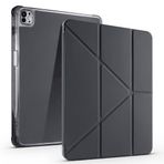 Kilifplus Apple iPad Air 13 2024 ile Uyumlu Kılıf Tri Folding Silikon Kalem Bölmeli Katlanabilir Standlı PU Deri Yumuşak Kapak, Tablet Kılıfı [Kalem Alanı, Akıllı Kapak, Uyku Modlu] - Siyah