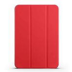 Kilifplus Apple iPad Mini 2021 (6.Nesil) ile Uyumlu Tablet Kılıfı Smart Cover Uyku Modlu Standlı Arkası Sert Şeffaf Kapak - Kırmızı