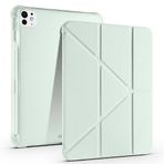 Kilifplus Apple iPad Pro 11 2024 ile Uyumlu Kılıf Tri Folding Silikon Kalem Bölmeli Katlanabilir Standlı PU Deri Yumuşak Kapak, Tablet Kılıfı [Kalem Alanı, Akıllı Kapak, Uyku Modlu] - Açık Yeşil