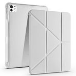 Kilifplus Apple iPad Pro 11 2024 ile Uyumlu Kılıf Tri Folding Silikon Kalem Bölmeli Katlanabilir Standlı PU Deri Yumuşak Kapak, Tablet Kılıfı [Kalem Alanı, Akıllı Kapak, Uyku Modlu] - Gri
