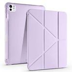 Kilifplus Apple iPad Pro 11 2024 ile Uyumlu Kılıf Tri Folding Silikon Kalem Bölmeli Katlanabilir Standlı PU Deri Yumuşak Kapak, Tablet Kılıfı [Kalem Alanı, Akıllı Kapak, Uyku Modlu] - Lila