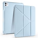 Kilifplus Apple iPad Pro 11 2024 ile Uyumlu Kılıf Tri Folding Silikon Kalem Bölmeli Katlanabilir Standlı PU Deri Yumuşak Kapak, Tablet Kılıfı [Kalem Alanı, Akıllı Kapak, Uyku Modlu] - Mavi