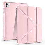 Kilifplus Apple iPad Pro 11 2024 ile Uyumlu Kılıf Tri Folding Silikon Kalem Bölmeli Katlanabilir Standlı PU Deri Yumuşak Kapak, Tablet Kılıfı [Kalem Alanı, Akıllı Kapak, Uyku Modlu] - Rose Gold