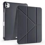 Kilifplus Apple iPad Pro 11 2024 ile Uyumlu Kılıf Tri Folding Silikon Kalem Bölmeli Katlanabilir Standlı PU Deri Yumuşak Kapak, Tablet Kılıfı [Kalem Alanı, Akıllı Kapak, Uyku Modlu] - Siyah