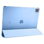 Kilifplus Apple iPad Pro 12.9 2020 (4.Nesil) ile Uyumlu Tablet Kılıfı Smart Cover Uyku Modlu Standlı Arkası Sert Şeffaf Kapak - Mavi
