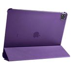 Kilifplus Apple iPad Pro 12.9 2021 (5.Nesil) ile Uyumlu Tablet Kılıfı Smart Cover Uyku Modlu Standlı Arkası Sert Şeffaf Kapak - Mor