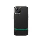 Kilifplus Apple iPhone 13 ile Uyumlu Kılıf M-Safe Şarj Özellikli, Karbon Fiber Görünümlü, Antina Serisi Kapak, Tam Uyumlu, Kaliteli, Şık, Siyah-Yeşil