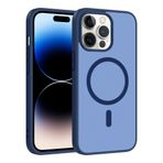 Kilifplus Apple iPhone 14 Pro Max ile Uyumlu Kılıf M-safe Şarj Özellikli Silikon Mat, Babet Kapak, Mavi