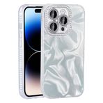 Kilifplus Apple iPhone 15 Pro ile Uyumlu Kılıf Airbagli Parlak Taş Görünümlü Z-eSila kapak - Beyaz