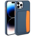 Kilifplus Apple iPhone 15 Pro Max ile Uyumlu Kılıf Kartlık Bölmeli X-Kart Silikon Kapak, Premium Koruma, Lacivert