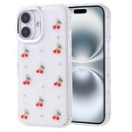 Kilifplus Apple iPhone 16 ile Uyumlu Kılıf Şeffaf Simli Airbag Tasarımlı Kapak, Darbe Emici, Kamera Korumalı, [ Tam Uyumlu, Zarif, Kaliteli ], Kiraz