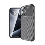 Kilifplus Apple iPhone 16 ile Uyumlu Kılıf Silikon Parmak İzi Bırakmayan Karbon Soft Negro Kapak - Siyah