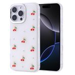Kilifplus Apple iPhone 16 Pro Max ile Uyumlu Kılıf Şeffaf Simli Airbag Tasarımlı Kapak, Darbe Emici, Kamera Korumalı, [ Tam Uyumlu, Zarif, Kaliteli ], Kiraz