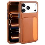 Kilifplus Apple iPhone 17 Pro ile Uyumlu Kılıf Kartlık Bölmeli X-Kart Silikon Kapak, Premium Koruma, Kahverengi