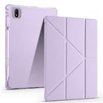 Kilifplus Honor Pad GT Pro ile Uyumlu Kılıf Tri Folding Silikon Kalem Bölmeli Katlanabilir Standlı PU Deri Yumuşak Kapak, Tablet Kılıfı [Akıllı Kapak, Uyku Modlu] - Lila