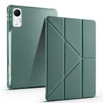Kilifplus Honor Pad V9 ile Uyumlu Kılıf Tri Folding Silikon Kalem Bölmeli Katlanabilir Standlı PU Deri Yumuşak Kapak, Tablet Kılıfı [Akıllı Kapak, Uyku Modlu] - Koyu Yeşil