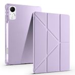 Kilifplus Honor Pad V9 ile Uyumlu Kılıf Tri Folding Silikon Kalem Bölmeli Katlanabilir Standlı PU Deri Yumuşak Kapak, Tablet Kılıfı [Akıllı Kapak, Uyku Modlu] - Lila