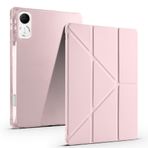 Kilifplus Honor Pad V9 ile Uyumlu Kılıf Tri Folding Silikon Kalem Bölmeli Katlanabilir Standlı PU Deri Yumuşak Kapak, Tablet Kılıfı [Akıllı Kapak, Uyku Modlu] - Rose Gold
