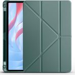 Kilifplus Huawei Honor Pad X9 ile Uyumlu Kılıf Tri Folding Silikon Kalem Bölmeli Katlanabilir Standlı PU Deri Yumuşak Kapak, Tablet Kılıfı [Kalem Alanı, Akıllı Kapak, Uyku Modlu] - Koyu Yeşil