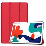 Kilifplus Huawei MatePad 10.4 ile Uyumlu Tablet Kılıfı Smart Cover Uyku Modlu Standlı Arkası Sert Şeffaf Kapak - Kırmızı