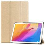 Kilifplus Huawei MatePad T10 ile Uyumlu Tablet Kılıfı Smart Cover Uyku Modlu Standlı Arkası Sert Şeffaf Kapak - Gold