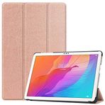 Kilifplus Huawei MatePad T10 ile Uyumlu Tablet Kılıfı Smart Cover Uyku Modlu Standlı Arkası Sert Şeffaf Kapak - Rose Gold