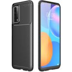 Kilifplus Huawei P Smart 2021 ile Uyumlu Kılıf Silikon Parmak İzi Bırakmayan Karbon Soft Negro Kapak - Siyah