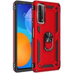 Kilifplus Huawei P Smart 2021 Zırhlı Standlı Mıknatıslı Tank Kapak Kırmızı Telefon Kılıfı